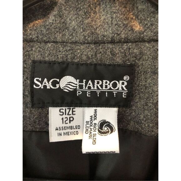 Sag Harbor Women’s Gray Wool Elegant One Button Up Blazer Size Petite 12 - Picture 5 of 7